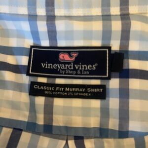 Vineyard Vines Murray Shirt Blue Checkered Men's Button Down